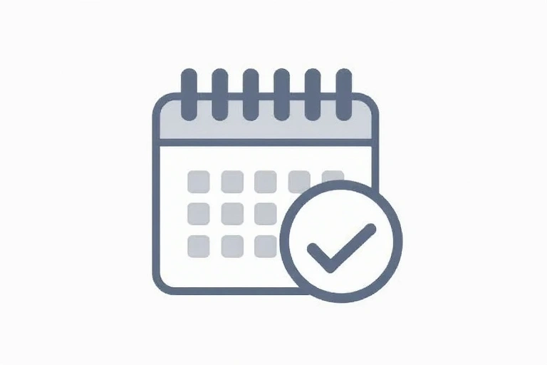 Calendar icon with a checkmark, symbolizing policy updates