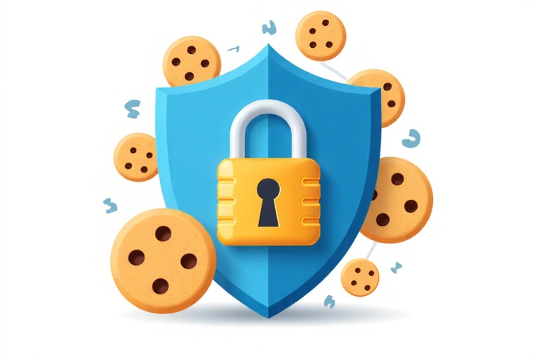 Illustration of a privacy shield protecting user data from cookies