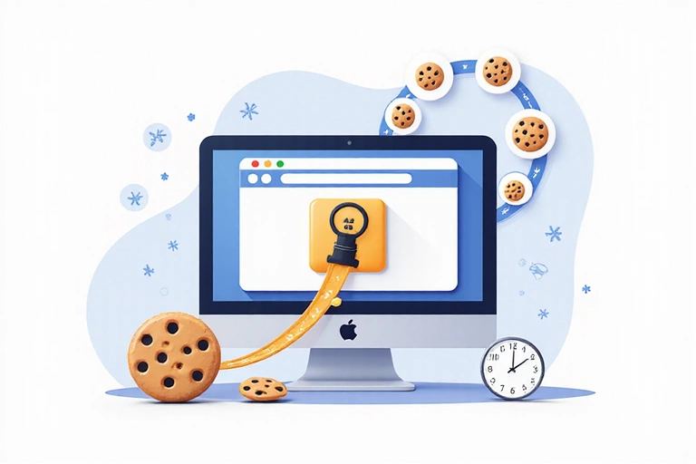 Illustration of digital cookies and data flow